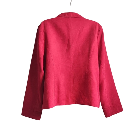Studio Works Women's Red Faux Suede Lined ZIP Up Lined Blazer Jacket Size 16P - Picture 2 of 8